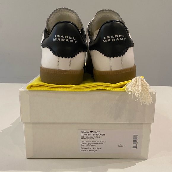 Isabel Marant Beth Sneaker in White/Black/Gum Sole sz 39 New in Box - Picture 8 of 10